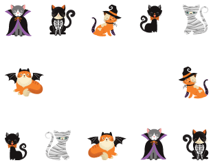 Cats in Costumes Halloween Border