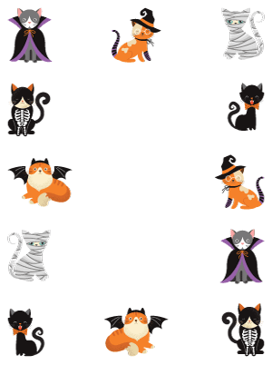 Cats in Costumes Halloween Border