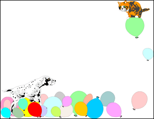 Dog and Cat with Balloons Border