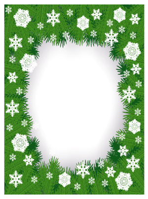 Green Branches and Snowflakes Border