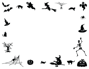 Halloween Black and White Icons Halloween Border