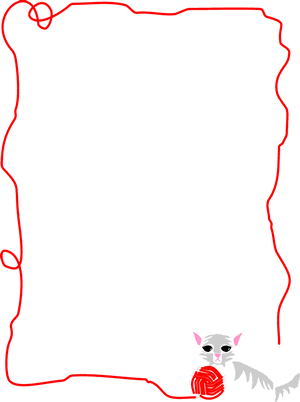 Kitten and Yarn Border