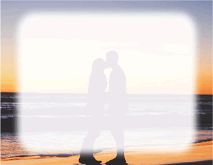 Man and Woman Kissing at Beach Border