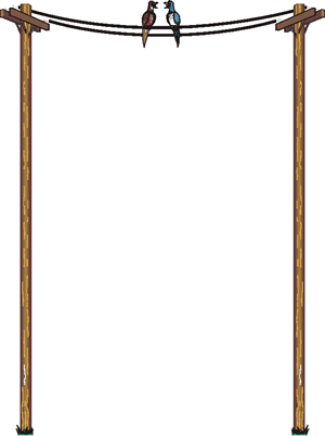 Birds On Power Lines Border