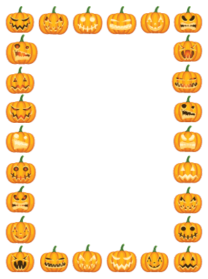 Pumpkin Faces Halloween Border