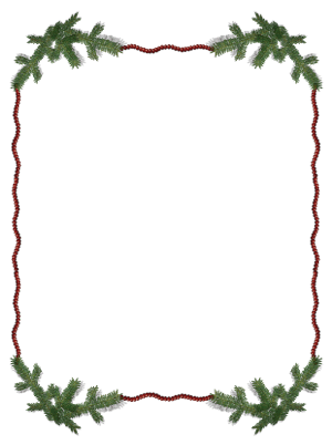 Tree Branches and Cranberries Christmas Border